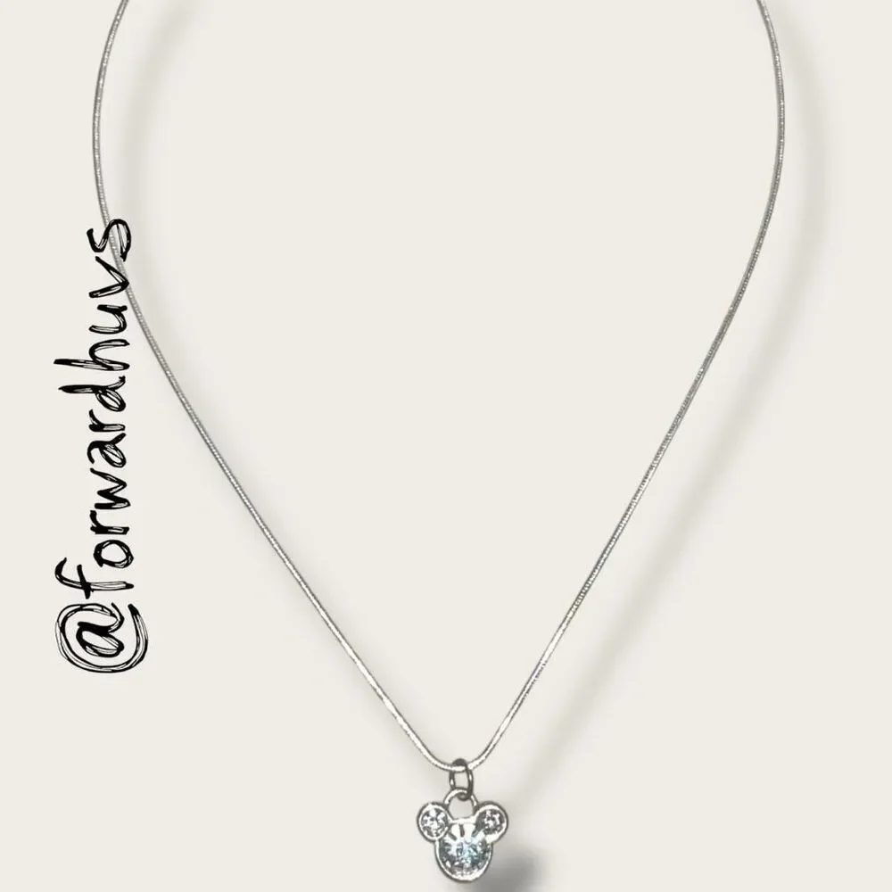 Disney Mickey Mouse Pendant Necklace – Silver Tone – 15”